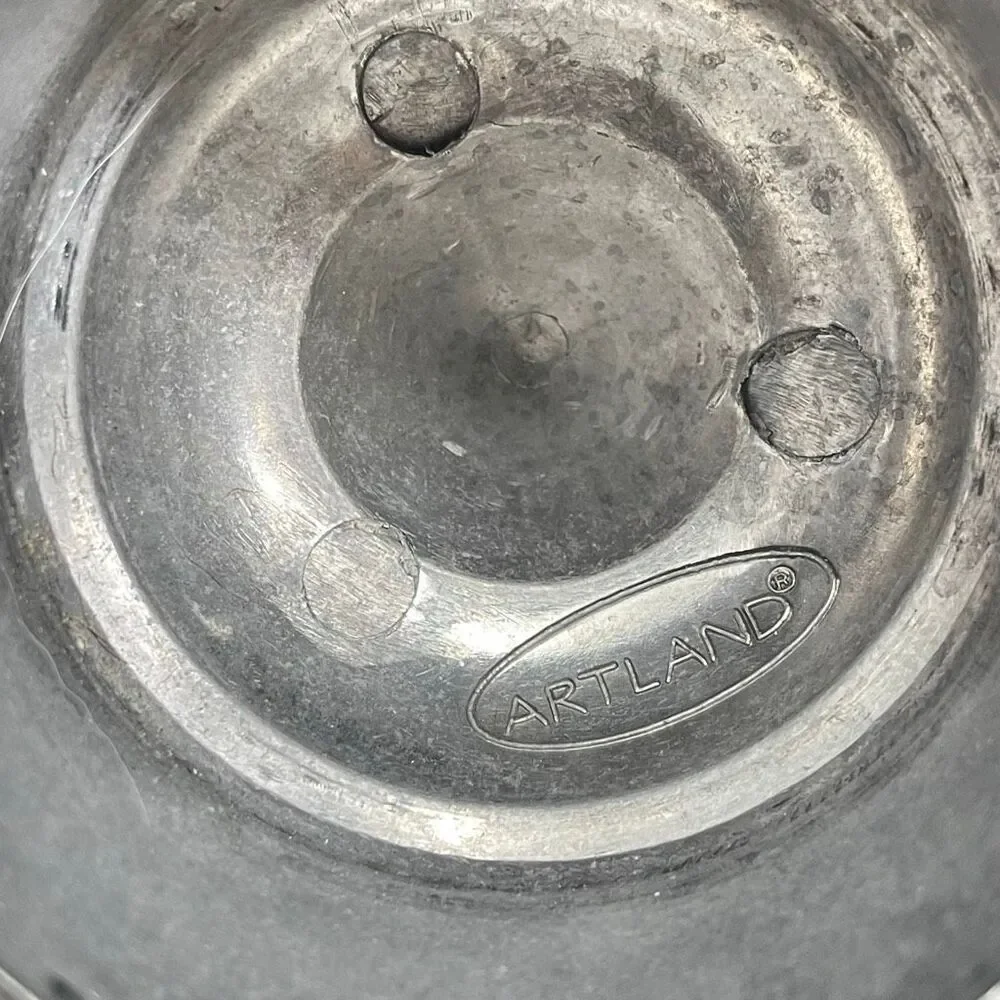 Vintage Artland Amber Glass Ribbed Apothecary Canister Pewter Lid 9.5”